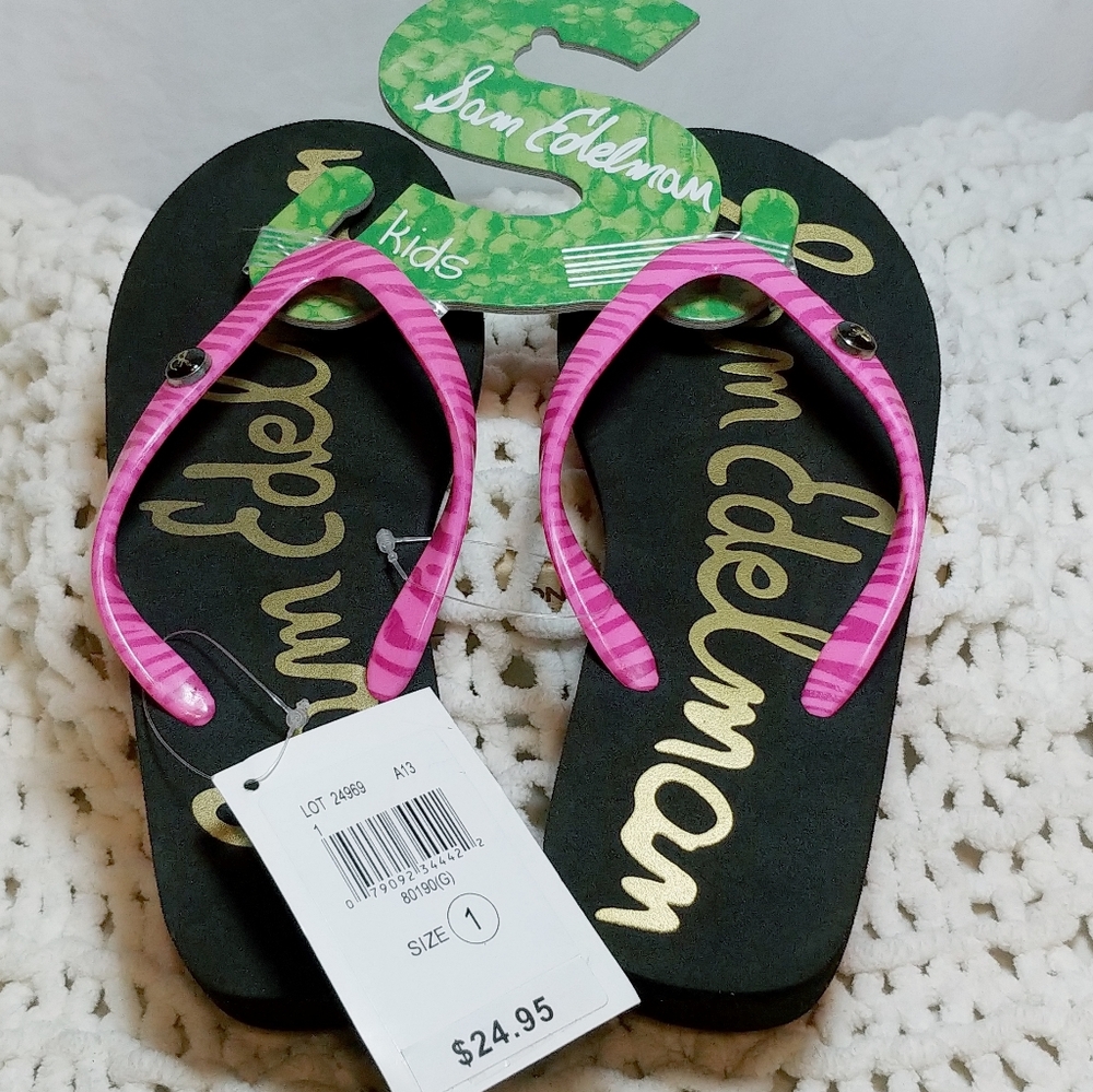 Sam Edelman Hot Pink & Black Thongs